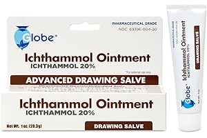 Globe Ichthammol Ointment 20% (Drawing Salve) 1 OZ - Soothing Skin Relief, Treatment of Eczema, Acne, Boils, Splinters, Bee Stings - Maximum Strength