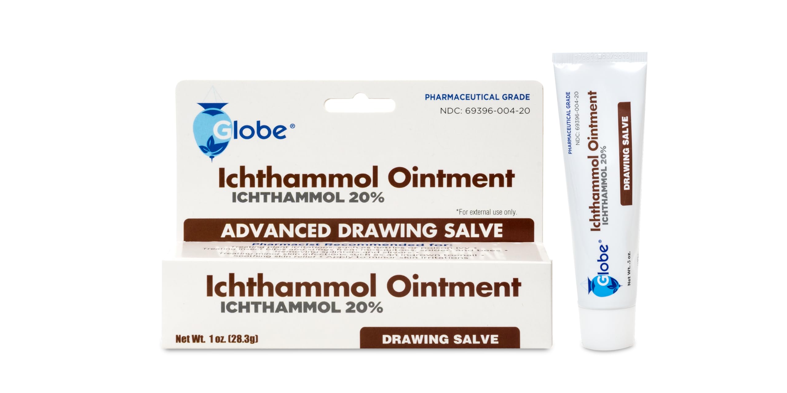 Photo 1 of Globe Ichthammol Ointment 20% (Drawing Salve) 1 OZ - Soothing Skin Relief, Treatment of Eczema, Acne, Boils, Splinters, Bee Stings - Maximum Strength
