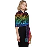 Rainbow Pashmina Colorful Silky Tropical Colorful Exotic Pashmina Wrap Shawl Scarf