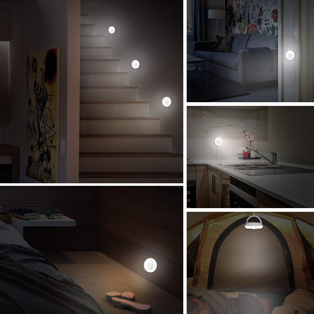 TAOCOCO Motion Sensor Night Light, Battery-Powered LED Night Lights for Kids Baby, Magnet Stick-on Stick-Anywhere Closet Light for Stair, Kitchen, Bathroom, Bedroom, Bar (2 Pack, White)