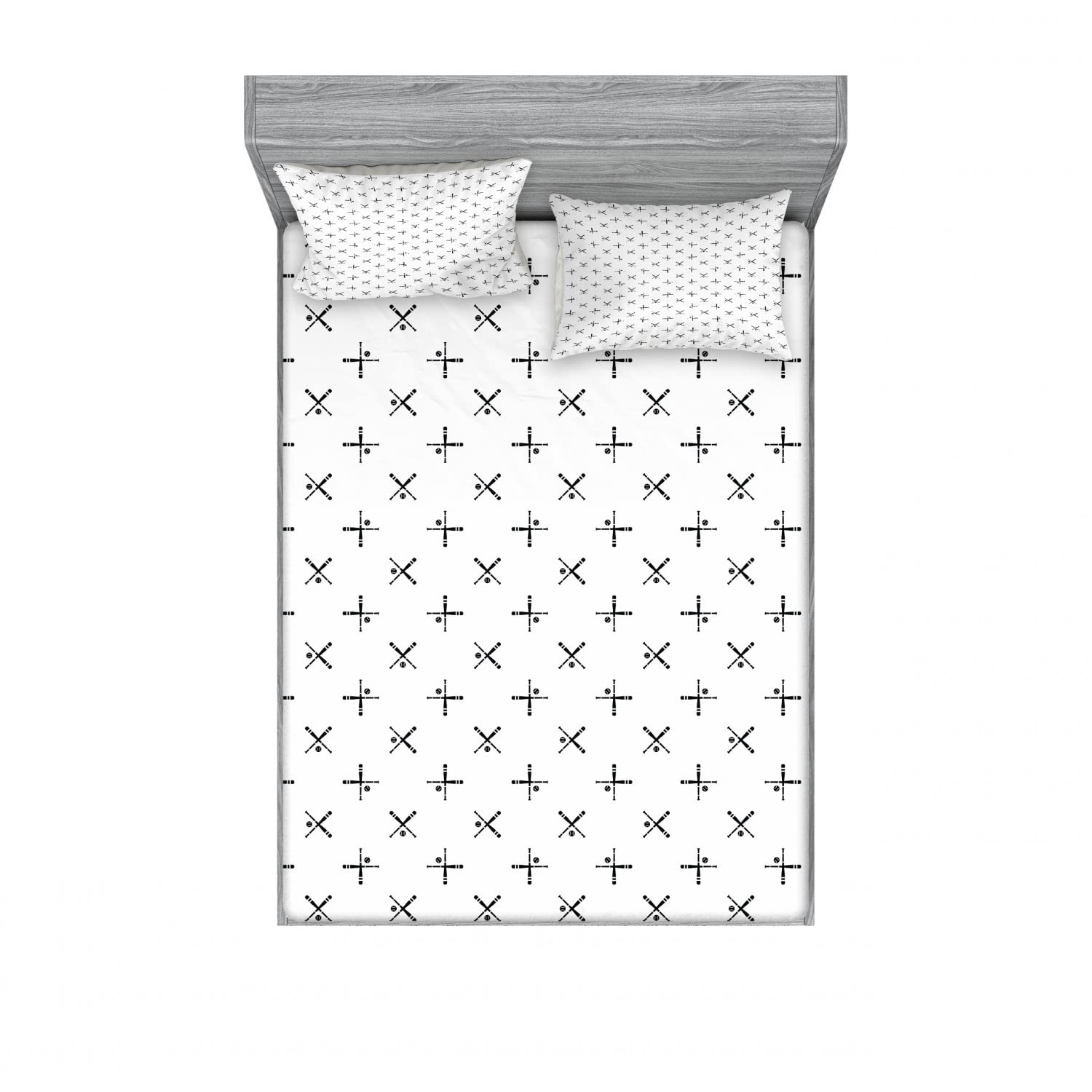 Ambesonne Baseball 2 Pack Fitted Sheet & Pillow