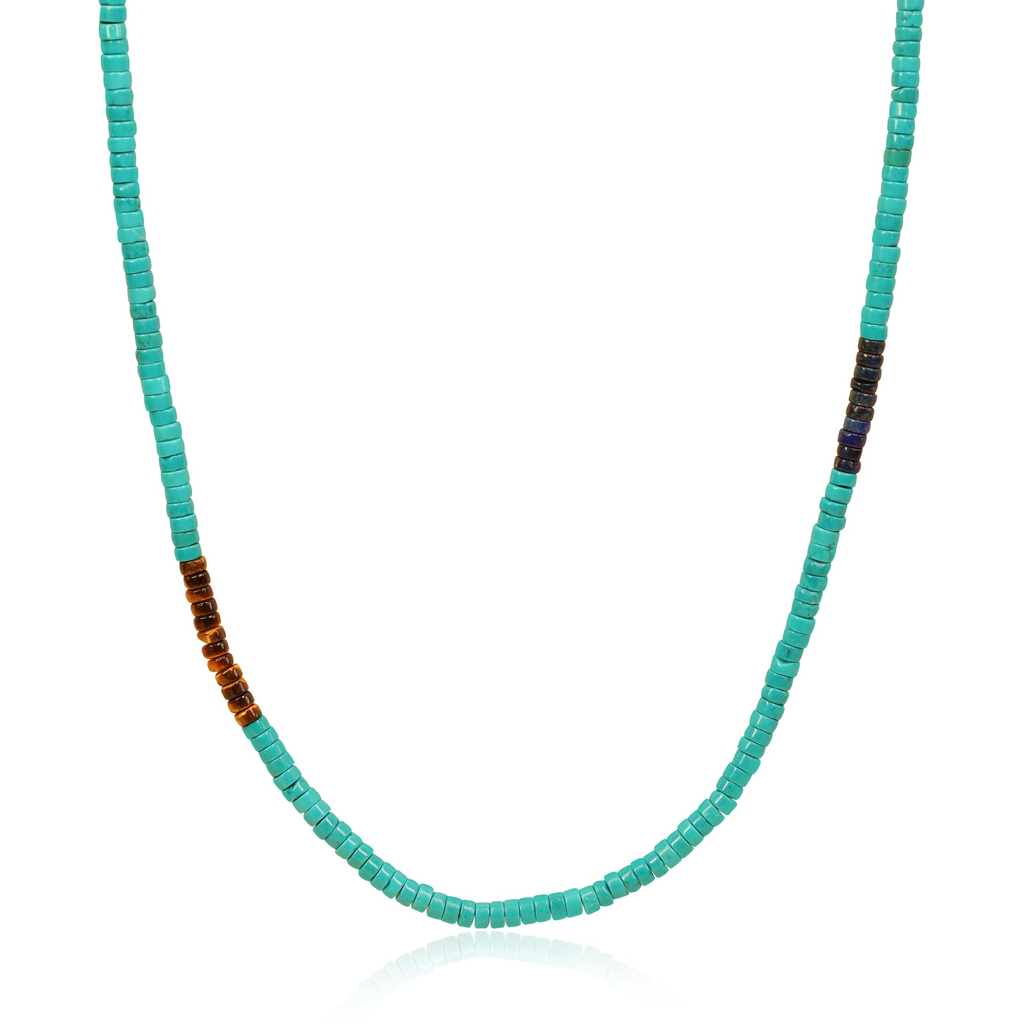 COAI Mens Womens Heishi Synthetic Turquoise Stone Beaded Necklace 65cm
