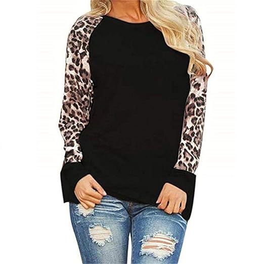 Black body leopard sleeves long american style