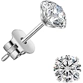 Titanium Earrings for Women Stud Earrings Dainty 5A+ Cubic Zirconia Earrings Studs Hypoallergenic Earrings for Sensitive Ears