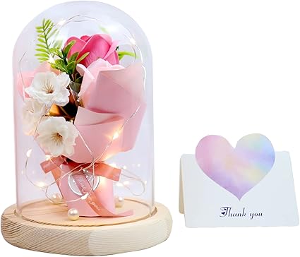 Amazon ソープフラワー 花束 母の日のプレゼント 結婚記念日 フラワー石鹸 造花 バラledランプ付き パール 枯れない花 誕生日 花 誕生日プレゼント 女性 母 祖母 フラワーアレンジメント 退職祝い プレゼント 送別 お見舞い お誕生日 還暦祝い お花 母の日 ギフト 結婚