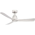 Fanimation Kute 3 Blade Ceiling Fan with Light Kit 44 Inches Wide with Brushed Nickel Finish and Brushed Nickel Blades