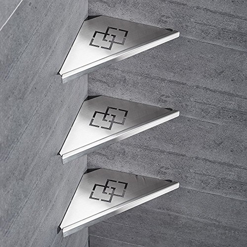 OWOFAN 3 Tier Bathroom Shower Corner Shelf Rack Shower Caddie Triangle Wall Shelves Stainless Steel Brush Nickel WF-18062-3 - Thumbnail 7