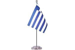 Krmkot Greece Greek Desk Flag Table Flag, Small Mini Greece Greek Desktop Flag,Miniature International World Country Flags,Festival Events Celebration,Office decoration (Greece)