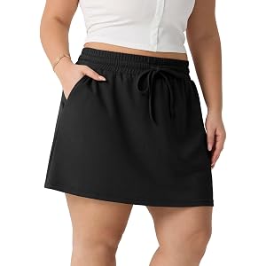 OLRIK Plus Size Casual Skirts for Women with Anti-Chafing Built-in Shorts Athletic Skorts for Golf Tennis Running and Workout