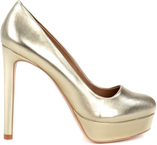 scarpin dourado meia pata