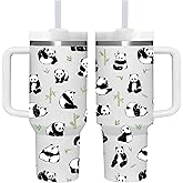 40 OZ Panda Tumbler with Handle.Panda Lover Cup Gift.40 OZ Unique Birthday Christmas Panda Tumblers Gifts for Women Men.