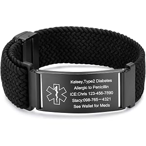 Lam Hub Fong Custom Medical Alert Bracelet for Women Men, Engraved ID | Custom engraved medical alert bracelet for women and
