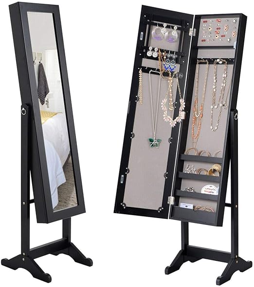 Amazon Com Jf World New Mirrored Jewelry Cabinet Armoire Mirror