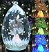 LED Christmas Ornament - Remembrance Angel with Rose and Doves, Glass Globe, LED Color-Changing, 6