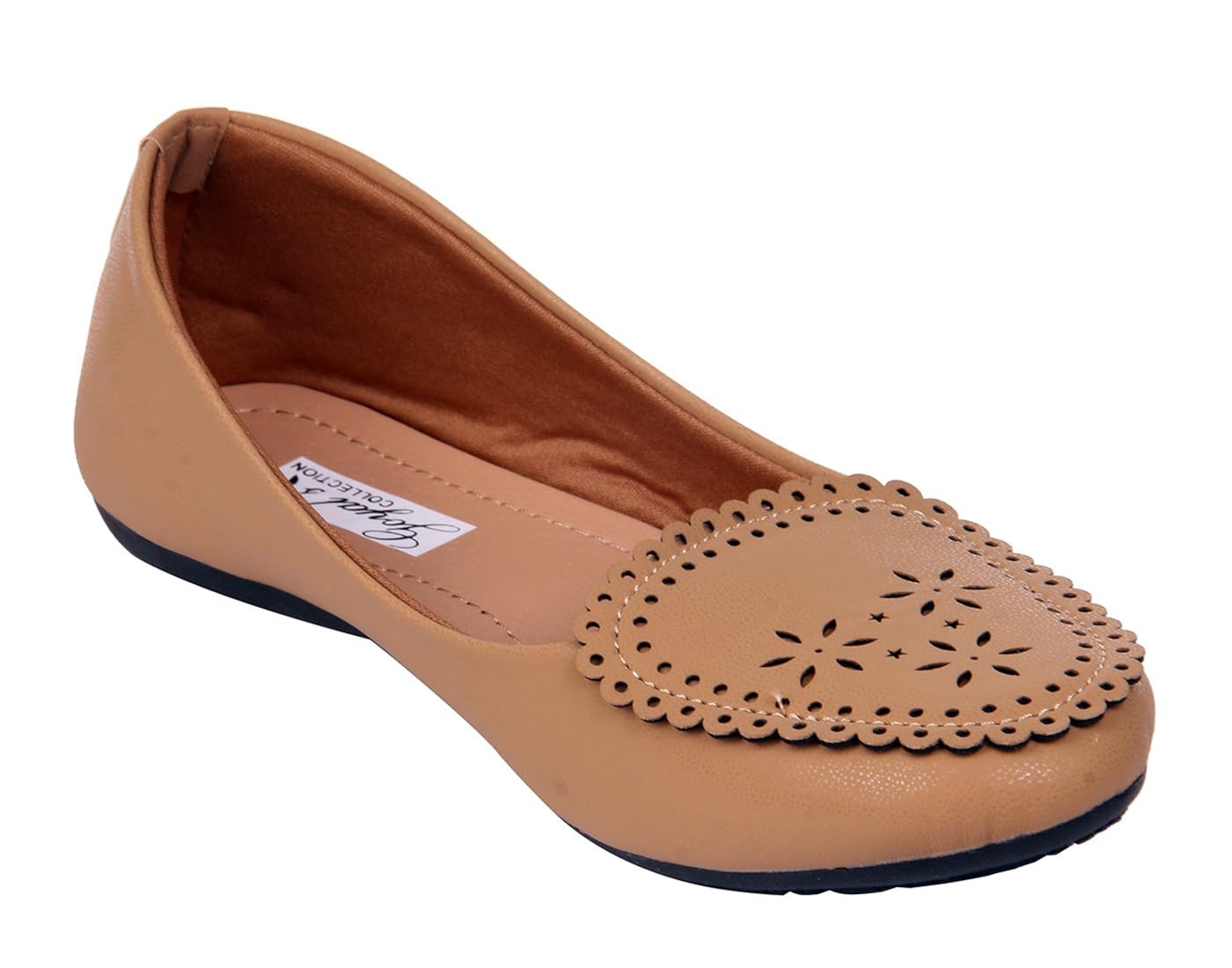 goyal's women's synthetic leather cutwork bellies (tan)