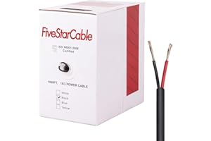 FiveStarCable 18/2 Gauge Low Voltage Cable Wire - 1000 ft, 18 AWG, 2 Conductors, PVC Jacket - for Security Systems, Alarm, Audio, Control, Intercom, and Speaker Applications
