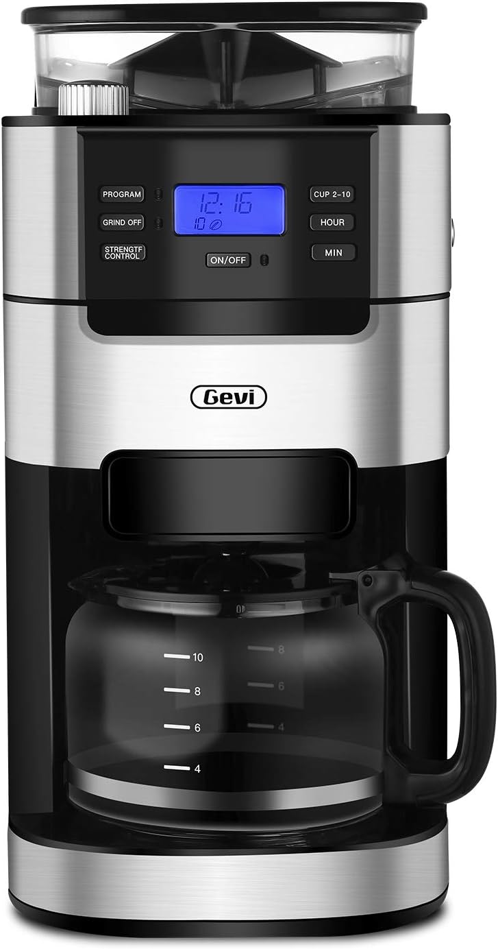 Gevi 4-Cup Coffee Maker with Auto-Shut Off, Small Drip Coffeemaker Compact Coffee Pot Brewer Machine with Cone Filter, Glass Carafe and Hot Plate, Stainless Steel Finish