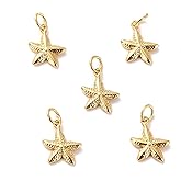 KitBeads 20pcs 18k Real Gold Plated Sea Star Charms Brass Marine Life Ocean Animal Charms for Jewelry Making Bulk
