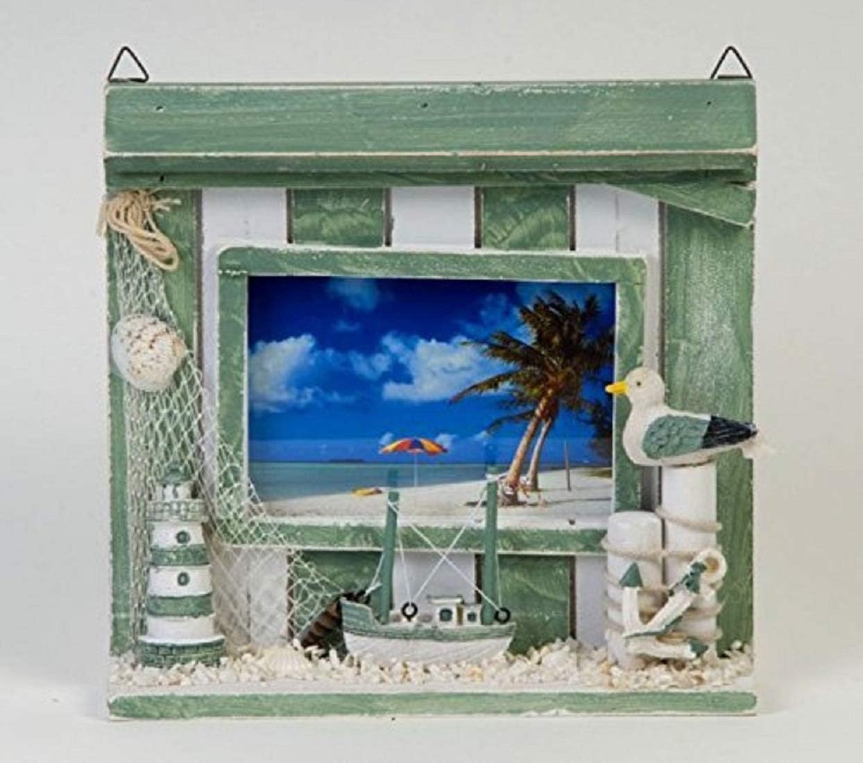 Vibrant Canvas Prints Picture Photo Frame Marine Sea Nautical Theme with Shells and Beach Decorations!! 3 x 5 inch