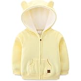 Bibimom Baby Hoodie Sherpa Lined Zip up Light Fleece Jacket Solid Bear Coat Fall Winter 3-24 M