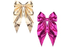 Metallic Bow Hair Clips Accessory Glitter Gold Rose Pink Bowknot Long Tail Clip Silky Satin Bows Ribbon Bows Clips for Women 