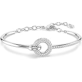 Swarovski Dextera bangle, Round cut, White, Rhodium plated