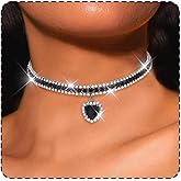 CLOACE Rhinestone Choker Necklace Heart Pendant Diamond Row Necklaces Sparkly Crystal Prom Chain Jewerly Accessories for Women
