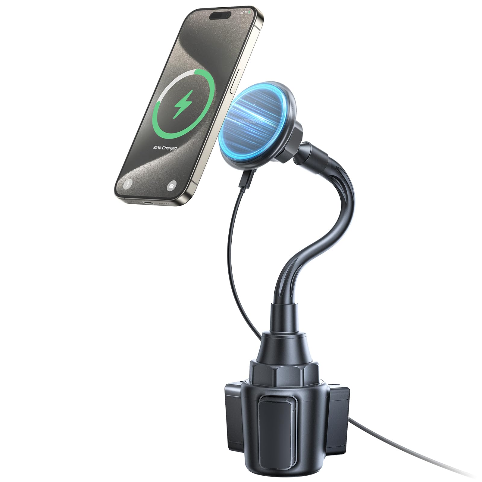 Photo 1 of SUPERONE 2026 Upgraded for MagSafe Cup Holder Charger, MagSafe Car Mount Charger 15W Fast Charging with Adjustable Gooseneck for iPhone 17 16 15 14 13 12 Pro Max Plus Mini MagSafe Case