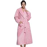 Sofprace Womens Long Fleece Robe Soft Plush Robes for Women Warm Bathrobes Comfy House Coat Full-length with Pocket