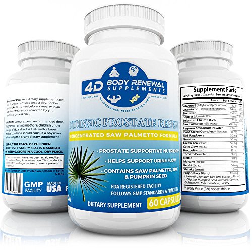 Saw Palmetto, Zinc, and Pumpkin Seed Blend for Prostate and Heart Support- Helps block DHT limiting Hair Loss in Men and Unwanted Facial Hair in Women - 500 mg Capsules - Intrinsic Prostate Renew