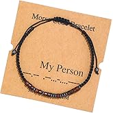 RINTOLER Morse Code Bracelets for Women Men Gifts for Her Best Friend Funny Inspirational Bracelets for Women Jewelry Adjustable Silk Beaded Wrap Bracelet