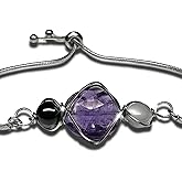 Rocks2Rings Amethyst Necklace Bracelet with Black Tourmaline | Moonstone Jewelry | I Am Enough Collection