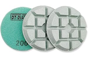 DT-DIATOOL Concrete Polishing Pads 3 inch/80mm for Concrete, Cement and Terrazzo Floors Processing, Repairing and Renovating, Dry or Wet Use Diamond Grinding Pads Grit 200 3pcs