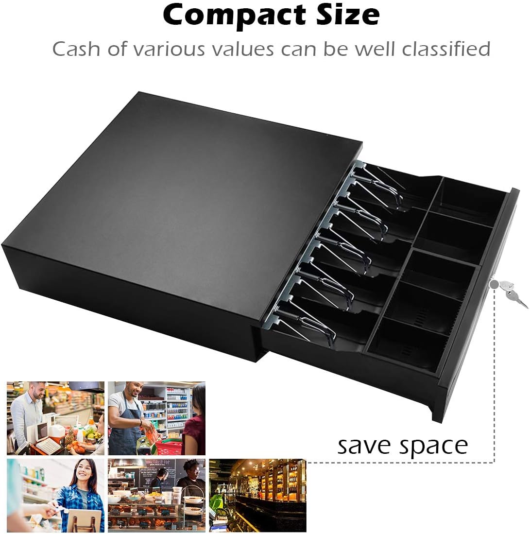 Tangkula Cash Register Drawer, for Point of Sale (POS) System with Removable Coin Tray, 5 Bill/5 Coin, RJ11 Key-Lock Works Compatible Epson POS Printers, Cash Drawer (16.5" x 16'') : Office Products