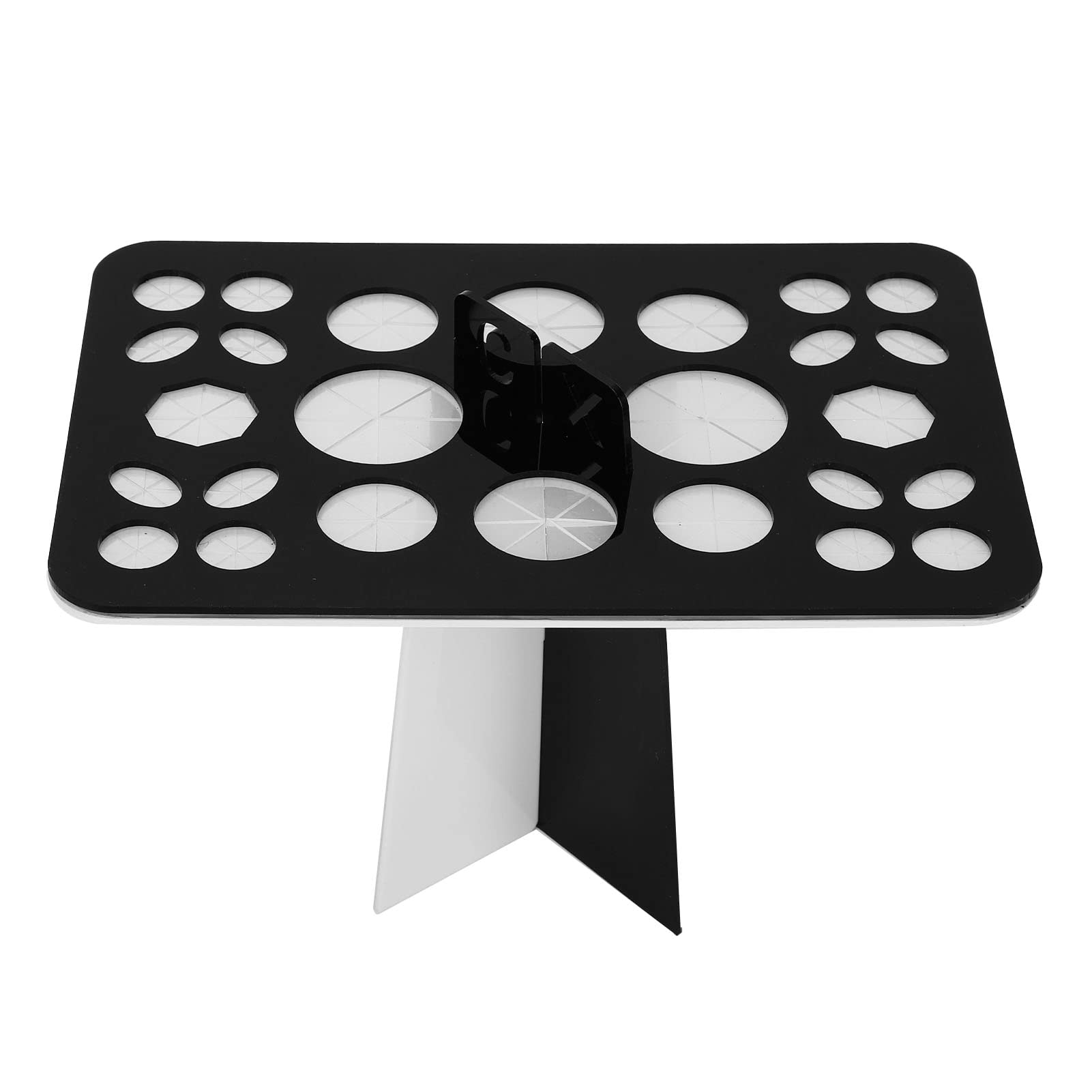Sonew 26 Holes Makeup Brush Drying Rack, Multifunctional Nail Brush Holder Stand Make Up Brush Display Stand for School Office Home Store Black White