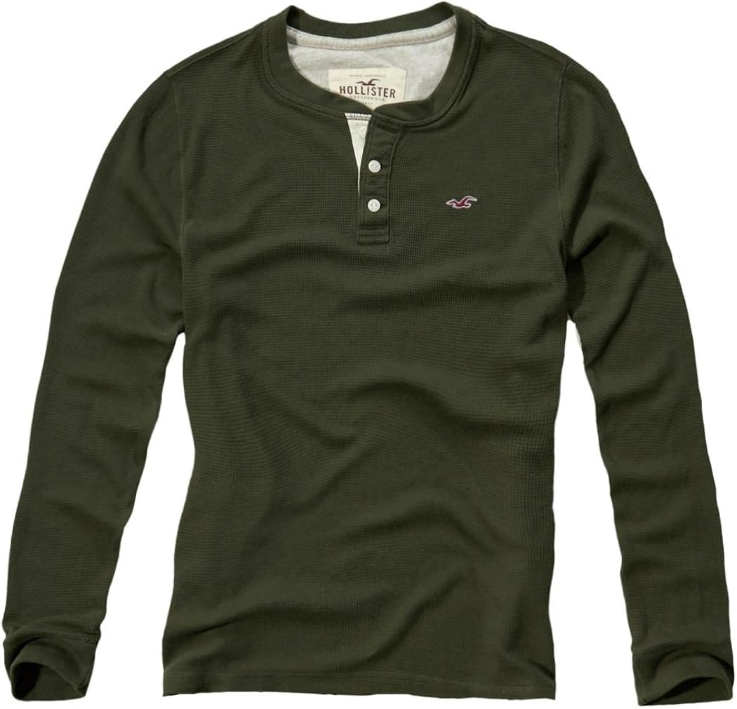 Hollister Herren Icon Waffle Henley Langarmshirt TShirt, Größe XSmall