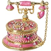 SEVENBEES Hand Painted Enameled Decorative Telephone Hinged Jewelry Trinket Box Gifts