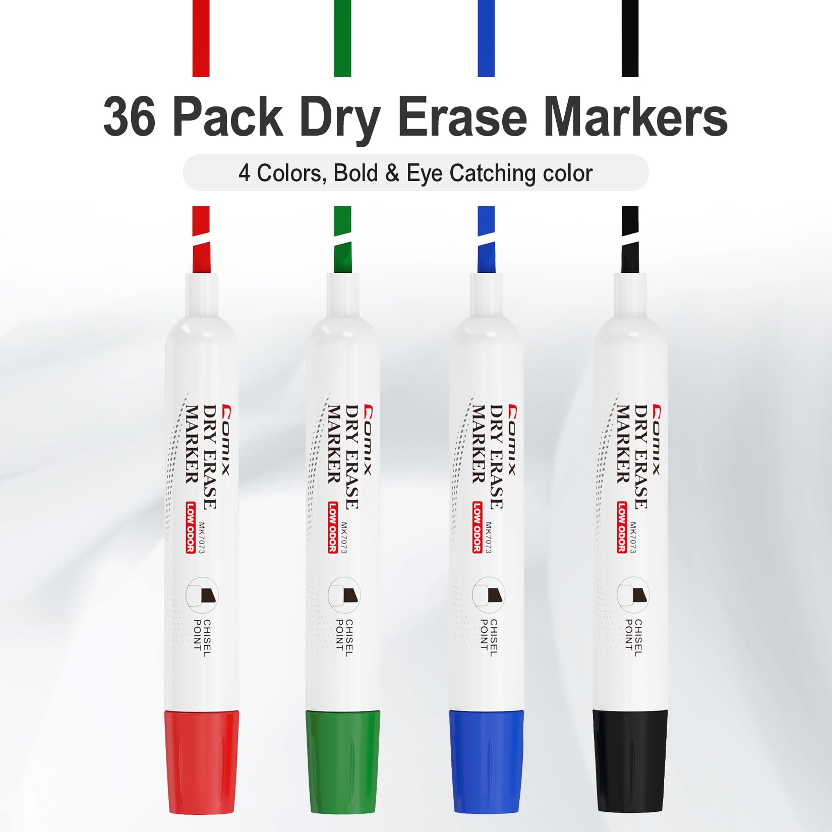 Comix Whiteboard Marker, 36 Whiteboard Stifte abwischbar,Set mit 4 Farben Keilspitze Stifte Marker,geruchsarm, dick ideal für Klassenzimmer, Büro und Kinder 2