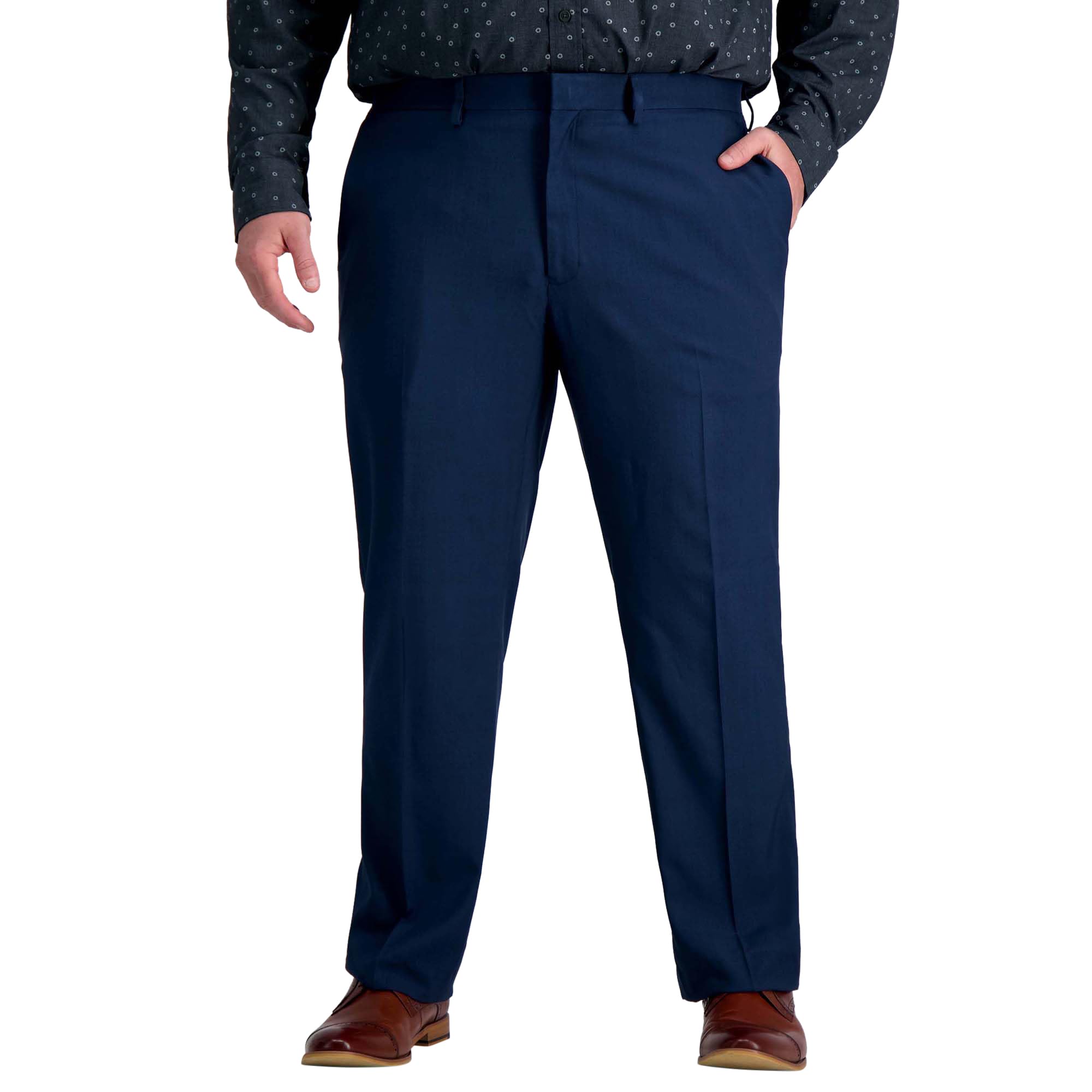 Haggar Men's Premium Comfort Dress Pant-Straight Fit Flat Front Reg. and Big & Tall, Blue-BT Image