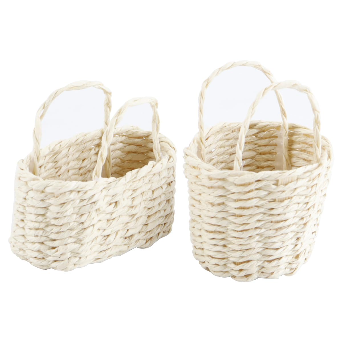 Durlo 2Pcs Mini Wicker Baskets with Handle Small Rattan Baskets for Dollhouse Decoration Easter Flower Girl DIY Projects