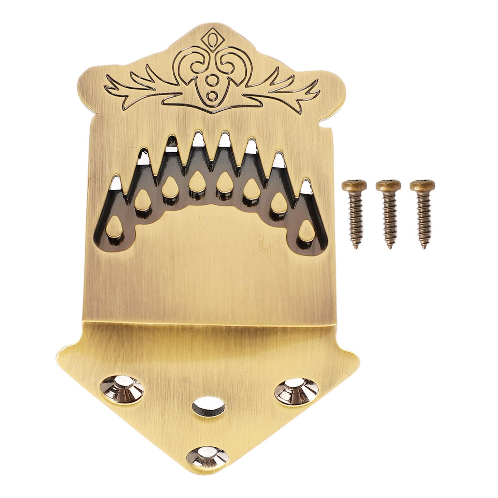 8 String Mandolin Tailpiece Metal Bronze Color Mandolin Tailpiece Replacement Part with Feather Pattern