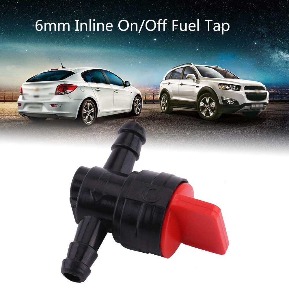 EVGATSAUTO Inline Fuel Cut Off Valve, Universal Plastic 6mm Inline On/Off Fuel Tap Fit for 1/4 Pipe Hose Tap shut off tap valve petrol Universal