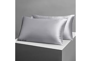 Candoury Satin Silk Pillowcase for Hair and Skin, King Size Set of 2 Pillow Cases, Soft Silky Pillow Covers 2 Pack with Envel