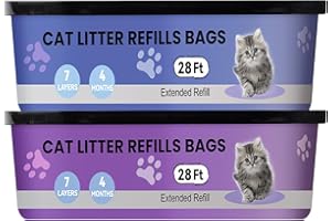ASTRALLGN 2 Pack Jumbo 28 FT Cat Litter Refill Bags Cartridges Compatible with Litter Genie XL/Plus/Standard Pails,100% Odor Control