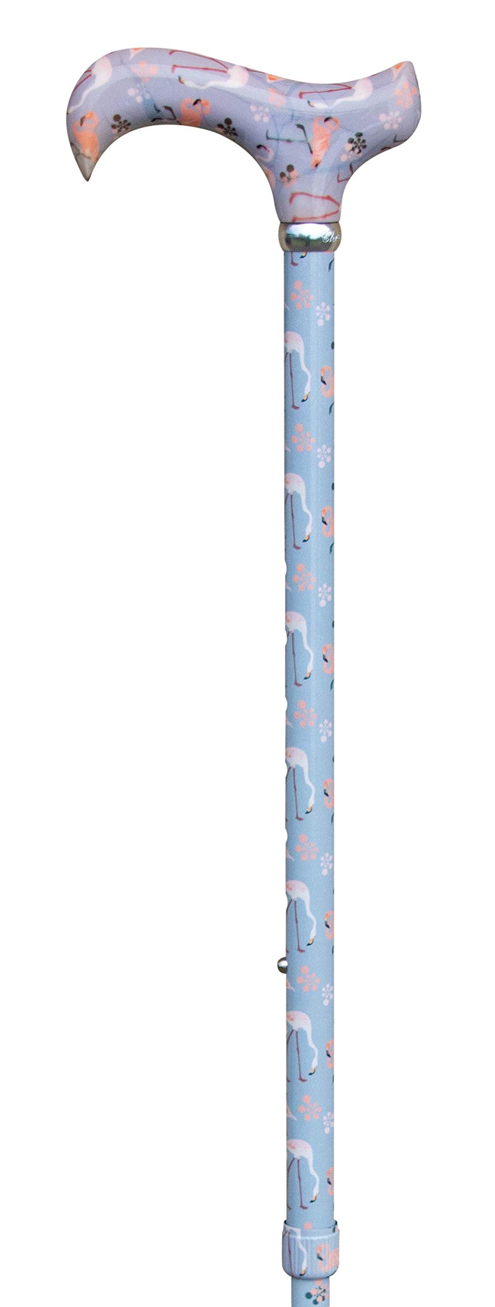 Classic Canes Animal Friends Flamingos Cane – Derby Handle Stylish Fashionable Adjustable Aluminium Walking Stick 73-95cm 265g – Modern Ergonomic Support Sticks Fitted Non-Slip Rubber Ferrule
