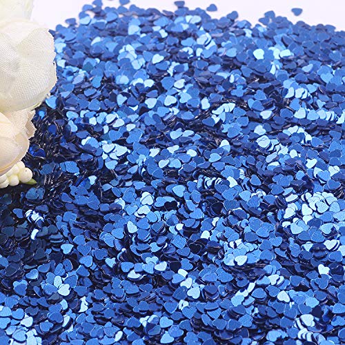 100g Iridescent Heart Confetti Glitter Sequins Flat PVC Star Mini Paillettes for Scrapbook Embellishment Cardmaking Jewelry Making Nail Manicure Wedding Birthday Party Decorartions (Royal Blue)