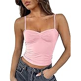 ForeFair Women Y2K Sweetheart Neck Sleeveless Crop Tank Tops Backless Spaghetti Strap Pleated Bustier Camis Going Out Top