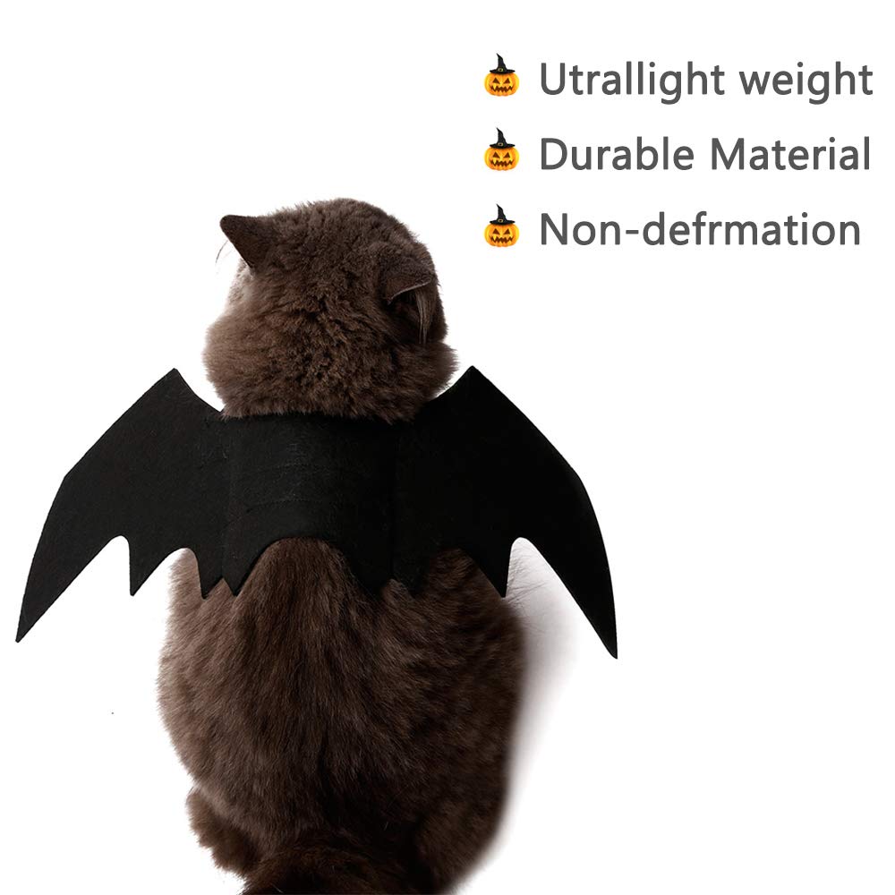 Ausein Halloween Pet Bat Wings Costume for Cat Dog, Cat Kitty Bat Wings Costume Dress up Cat Kitty for Halloween Festival- Black