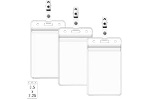 ORCIELO 5 Pack Card Protector with Metal Clips ID Card Clear Plastic Vertical Name Tag Holders with Clips ID Badge Holder with Metal Clips