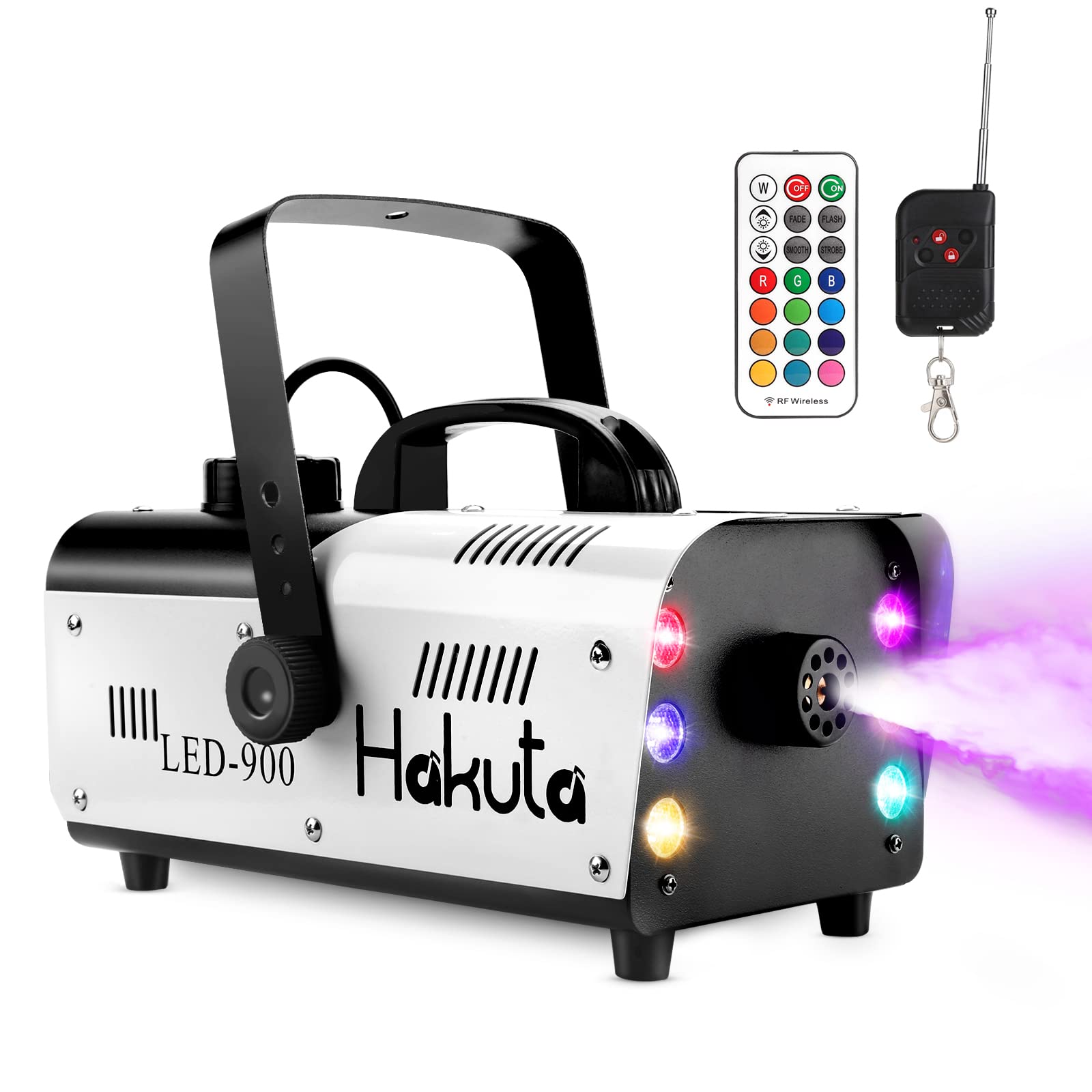 Photo 1 of HAKUTA Fog Machine, 900W Automatic Spray Smoke Machine with 6 LED Lights and 7 Color Variation, 2000CFM Output with Wireless Remote Control for Wedding, Halloween, Parties and DJ Performance